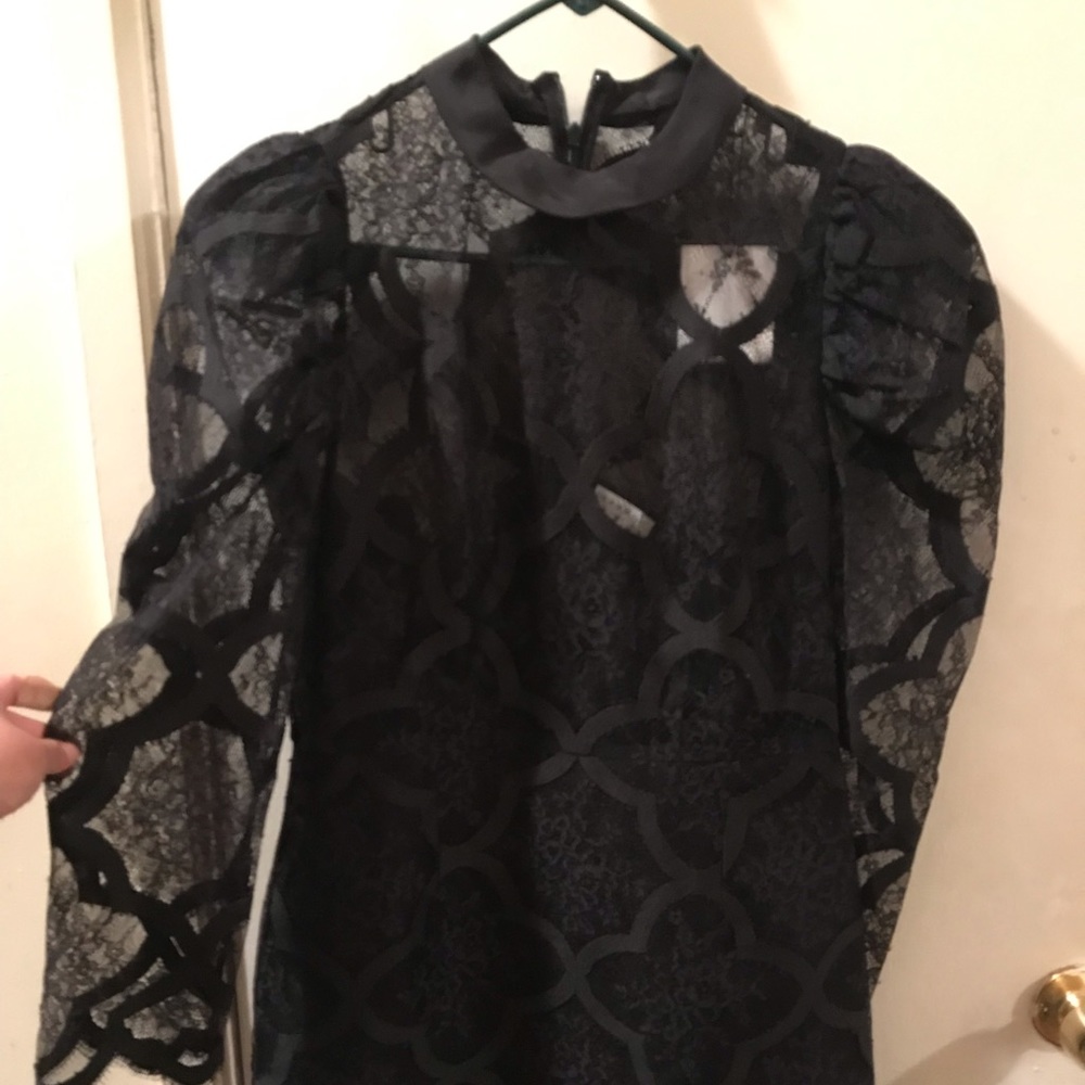 Sandro lace pouf sleeve dress